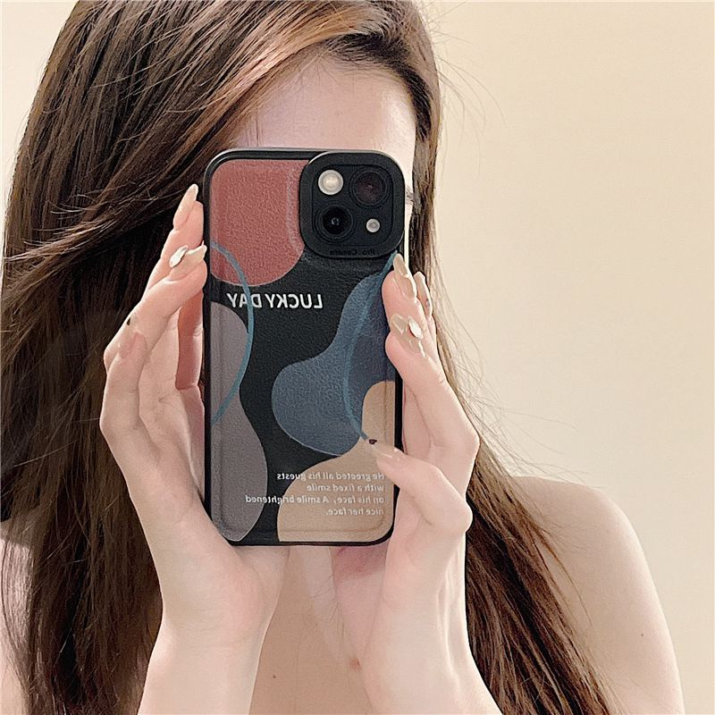 Leather Black Art Morandi Soft Silicon Case HP iP iPhone 7 8 14 + Plus SE 2020 X XS XR Max 11 12 13 Pro Max New FTD Casing Apple