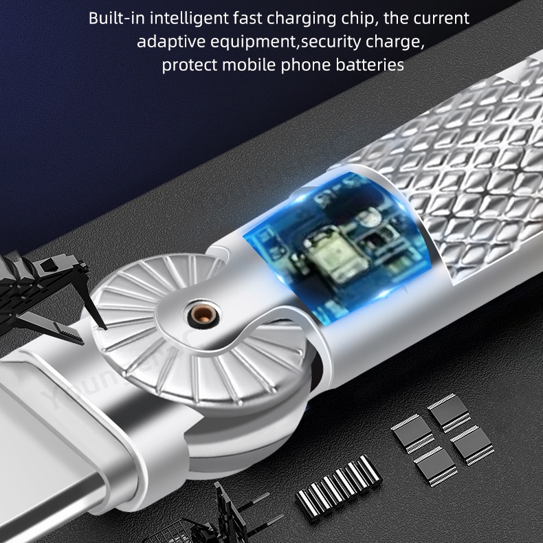 Kawat Charge USB C Silikon Cair 6A Isi180°Kabel Charge Super Cepat Berputar 120W Untuk Jalur Cas Hp i-Phone Tipe C Micor