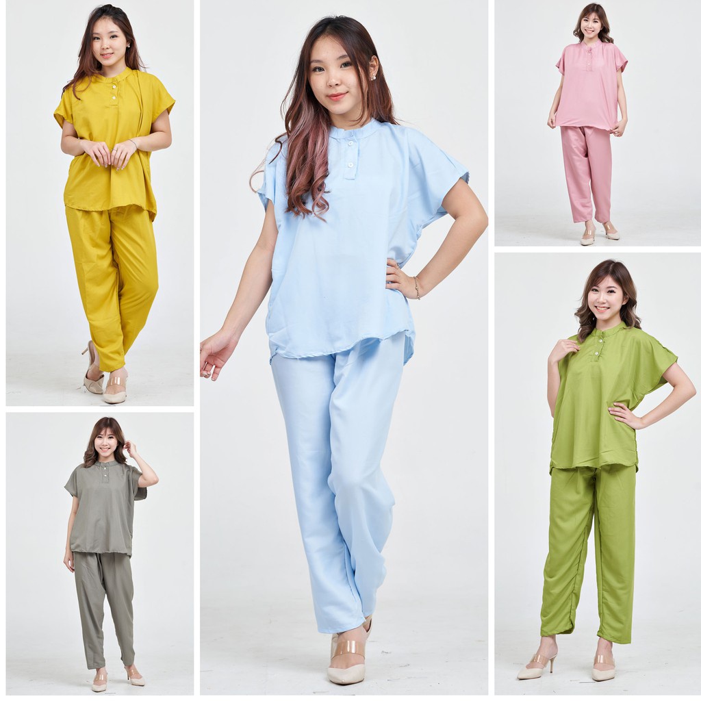 IZANY Piyama ONE SET AEON / Setelan Aeon Lengan Pendek Allsize Plain Polos