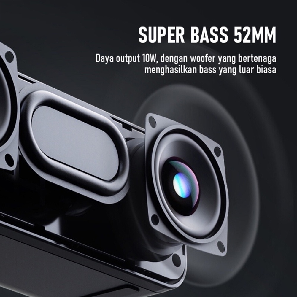 Speaker Bluetooth RB520 Bluetooth 5.0 Portable Audio Wireless Super Bass Stereo Garansi Original Resmi