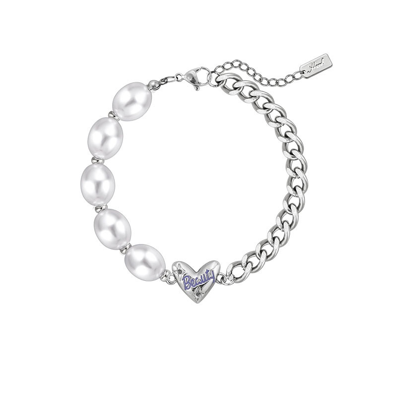 Gelang Perca Mutiara Cinta Surat Ungu Yang Dipersonalisasi Dan Serbaguna, Musim Panas Desain Niche Ins Baru, Gelang Trendi Rantai Manik-Manik