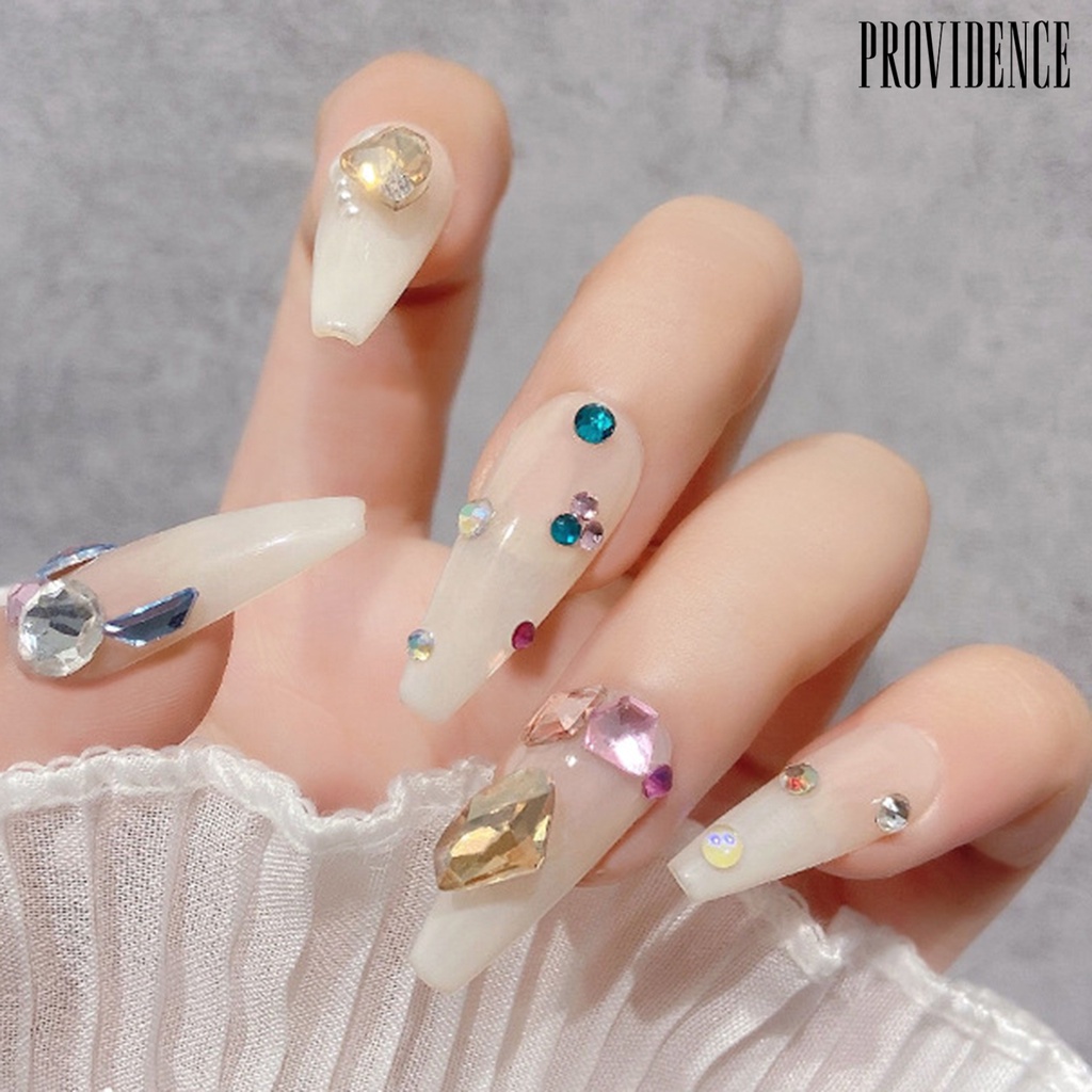 Providence 10Pcs Nail Art Rhinestones Halus Efek 3D Glittery Mewah DIY Nail Art Mix Color Dekorasi Rhinestones Untuk Nail Art Belajar