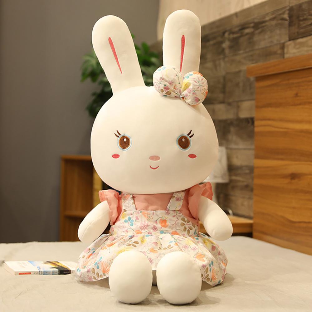 Timekey 60cm Kelinci Lucu Mainan Mewah Dengan Simpul Busur Telinga Panjang Boneka Lembut Boneka Bunny Doll Mainan Tidur Anak Perempuan Anak Bayi Plush Animal Birthday Toy B2P3