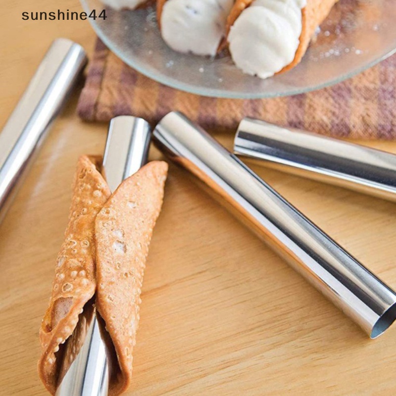 Sunshine 5Pcs Stainless Steel Bentuk Cannoli Cream Tabung Shell Tanduk Cetakan Kue Kering Alat Baking ID