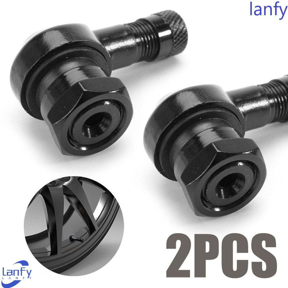 Lanfy 2 Pcs Aksesoris Katup Pentil Ban Tubeless Motor Universal 90 Derajat Bahan Cnc Ukuran 11.3mm