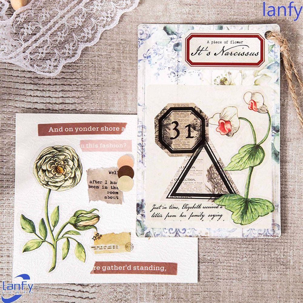 Lanfy Flowers Series Sticker DIY Craft Plants Hand Akun Perlengkapan Sekolah Album Dekorasi Stiker Hias Alat Tulis Stiker