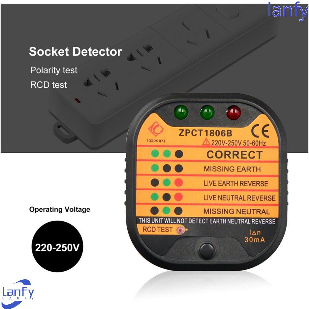 Lanfy Socket Tester Profesional 220-250V Outlet Checker Switch Electroscope Circuit EU Plug Soket Detektor