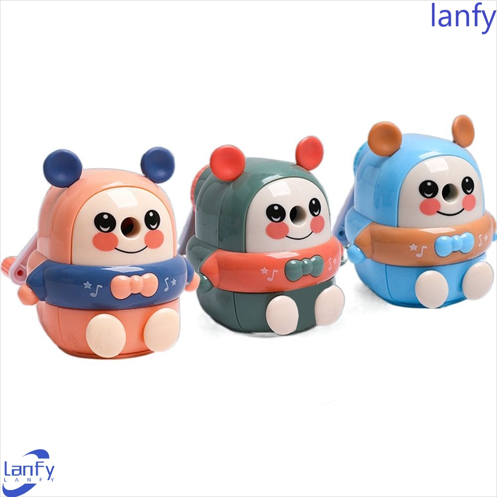 Lanfy Pengasah Pensil Lucu Perlengkapan Sekolah Otomatis Siswa Kartun Adjustable Manual Pencil Sharpeners