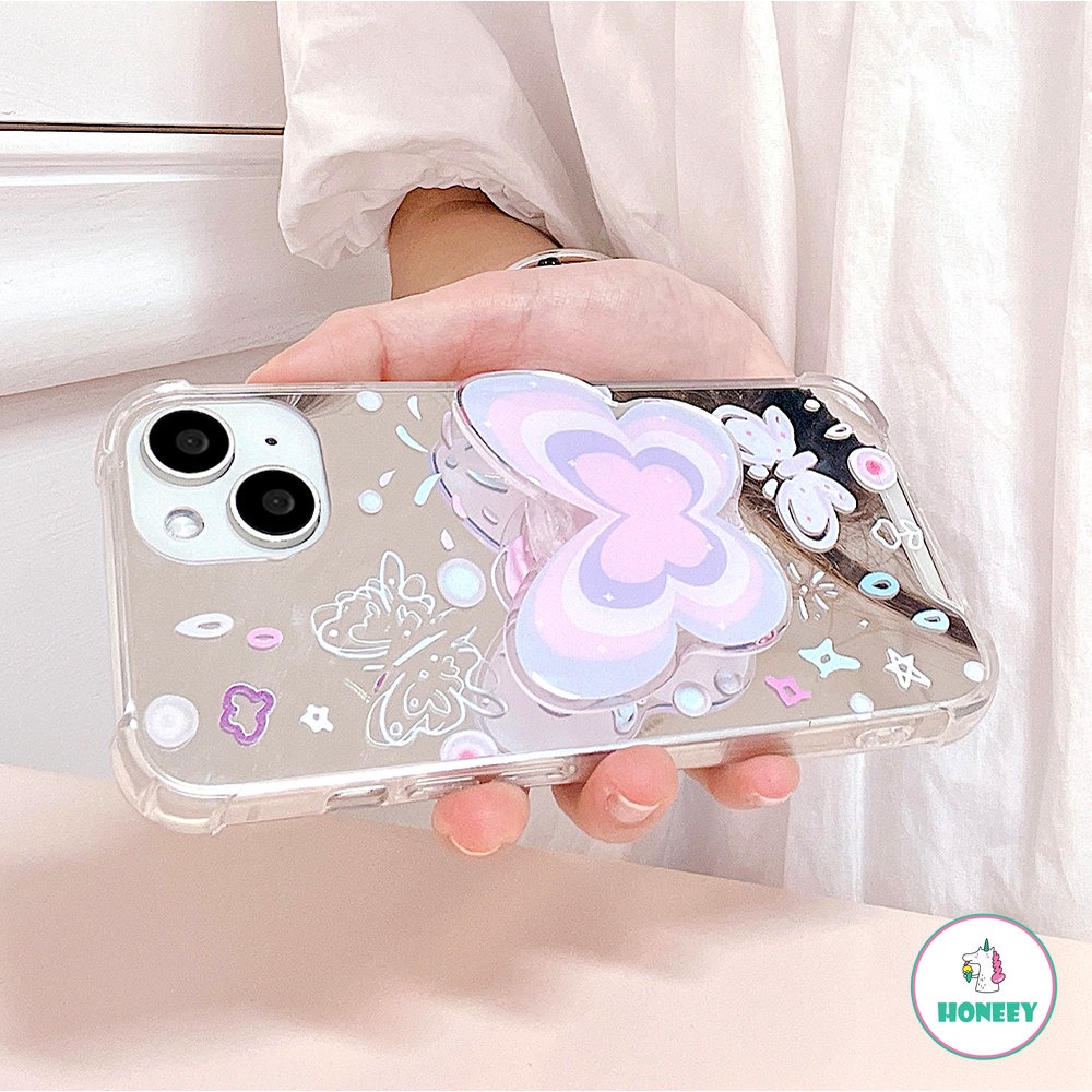 IPHONE Casing Ponsel Motif Planet Kupu-Kupu Cermin Fashion Kompatibel Untuk Iphone11 13 12 14 Pro Max Shockproof Soft Back Cover