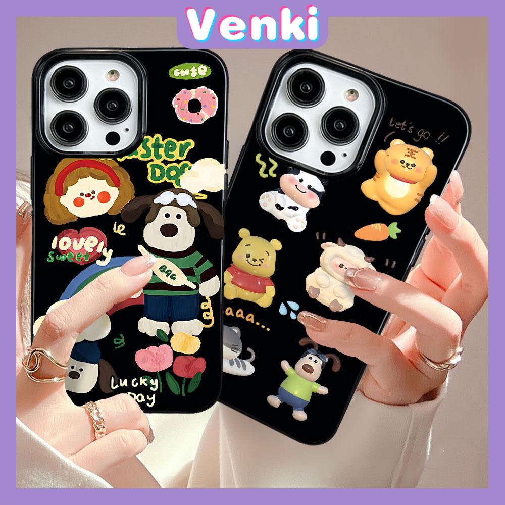 Venki - iPhone14 Case Soft Shell TPU Big Hole Candy Case Cute Puppy Cartoon Black Phone Case Protection Shockproof Compatible with iPhone 13 Pro max 12 Pro Max 11 xr xs max 7 8