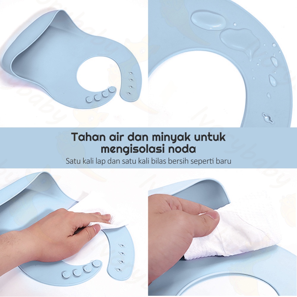 Ivorybaby Mangkok sendok silikon bayi bpa free Slaber bayi set Alat makan bayi set