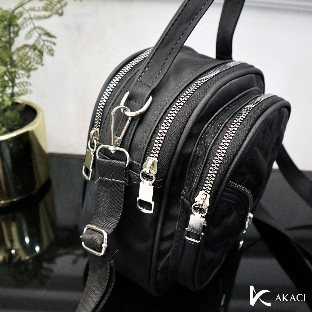 (COD) Akaci Tas 3in 1 bisa selempang ransel dan handle nilon cocola super lucu elegan 3 ruang 06-6935