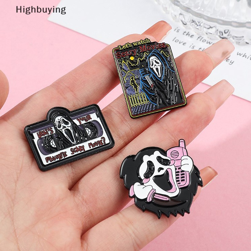 Hbid Fashion Berlebihan Gaya Punk Tanpa Wajah Laki-Laki Paduan Enamel Bros Kepribadian Lucu Tengkorak Dengan Lencana Pin Aksesoris Hadiah Glory