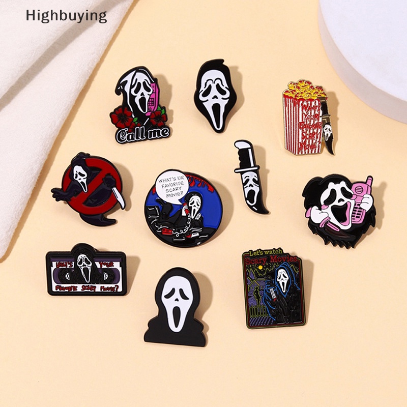 Hbid Fashion Berlebihan Gaya Punk Tanpa Wajah Laki-Laki Paduan Enamel Bros Kepribadian Lucu Tengkorak Dengan Lencana Pin Aksesoris Hadiah Glory