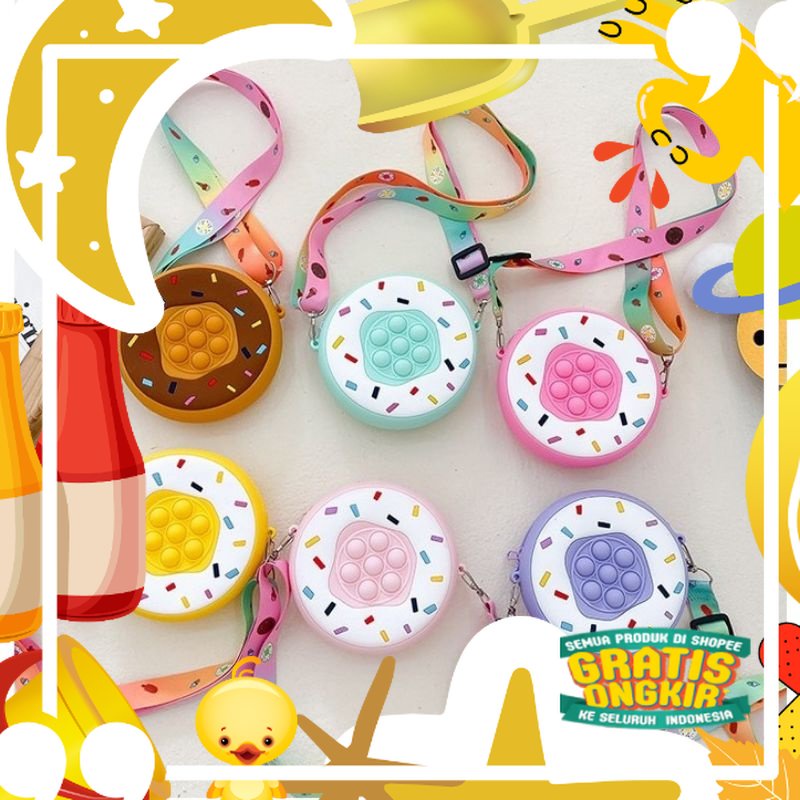 Tas Pop It Fashion anak selempang bentuk Donat/ Versi terbaik