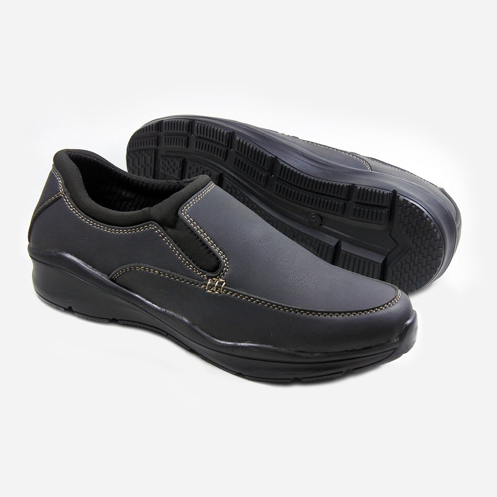 Mascotte CHAIKA | Sepatu Slip On Pria 992.221 [ Hitam dan Mocca ]RAMAYANA JAKTIM