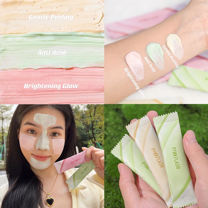 [BPOM&amp;ORI] PF-SC03 PINKFLASH Cleansing Clay Mask membersihkan secara mendalam serta menenangkan jerawat mengeksfolias Vitamin C Travel SIZE