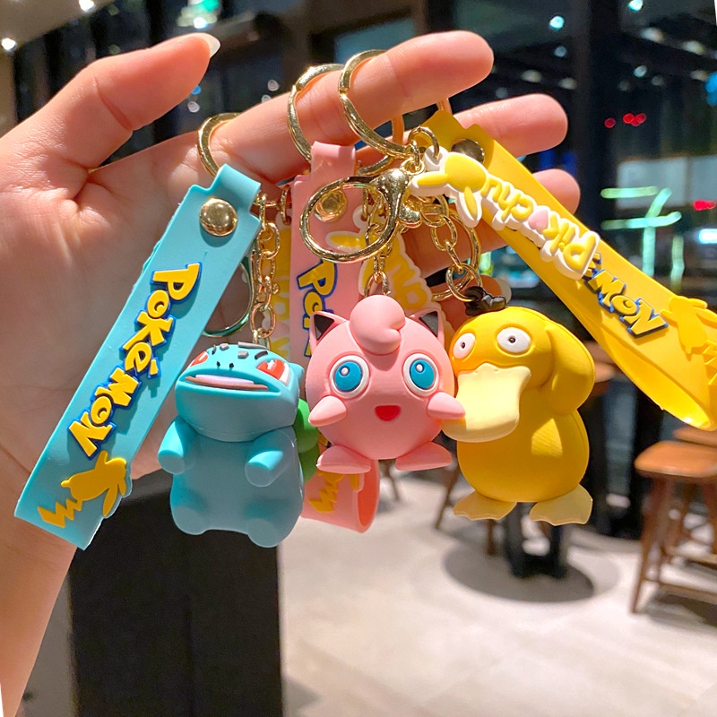 Kartun Anime Hadiah Lucu 3D Pokem Hewan Anti-lost Tali Universal Gantungan Kunci Mobil Rumah Gantungan Kunci Untuk Tas Telepon Case Bluetooth Earphone Cover