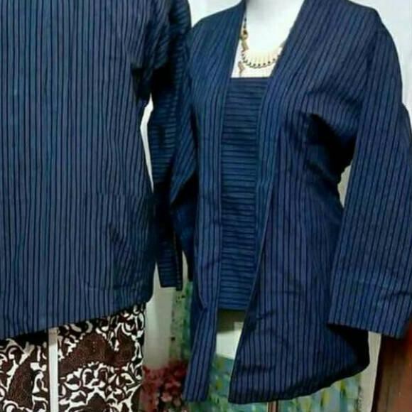 Lurik Terbaik -  Couple Baju Surjan+Kebaya Lurik Biru/Baju Adat Jawa Jogja Solo/Surjan lurik biru/Su