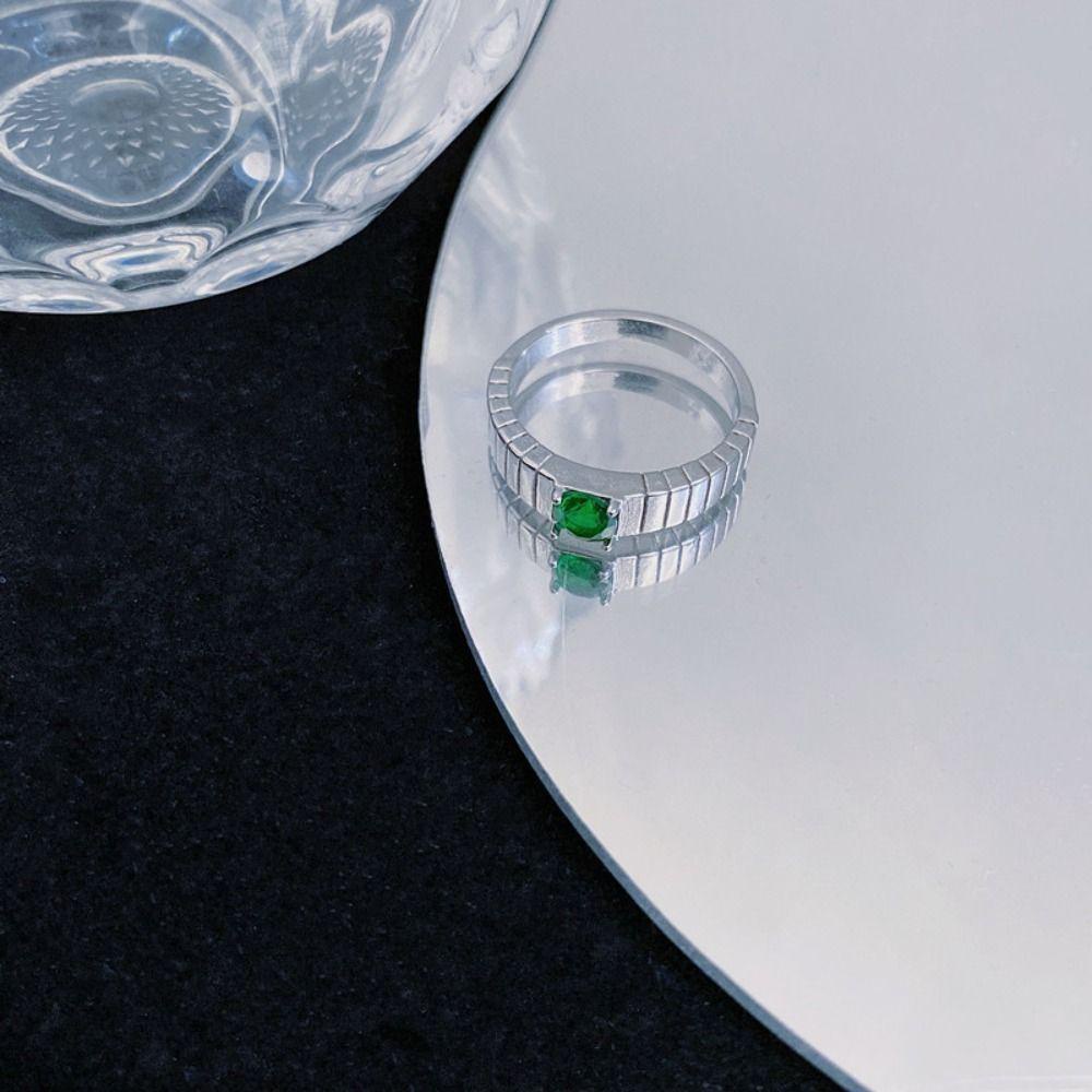 Mxbeauty Zirkon Terbuka Cincin Perak Hadiah Emas Wanita Pesona Adjustable Chic Sederhana Vintage Unisex Jari Cincin