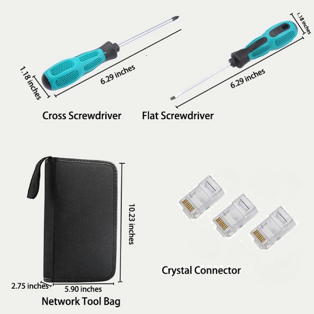 TOOLKIT NETWORK REPAIR TANG CRIMPING LAN TESTER RJ45 RJ11 PLUGBOOT