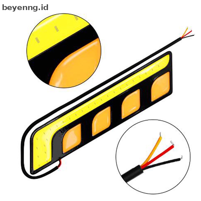 Beyen 1PC LED COB Fog Lamp Mobil Siang Hari Berjalan DRL Tahan Air Dengan Lampu Sein ID