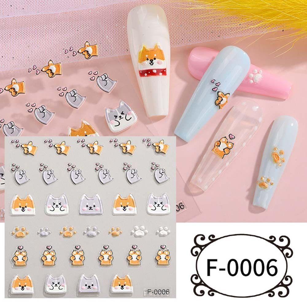 Needway Bunga Stiker Kuku Korea Ins Style Dogs Sunflower Peaches Self Adhesive Nail Dekorasi