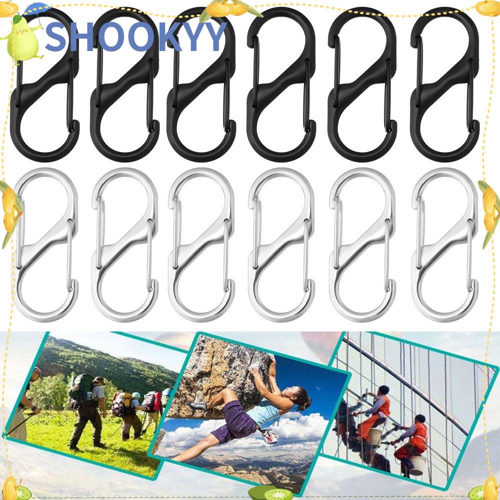 Chookyy 10pcs Zinc Alloy Carabiner Anti- Maling S Type Outdoor Camping Ransel Gesper