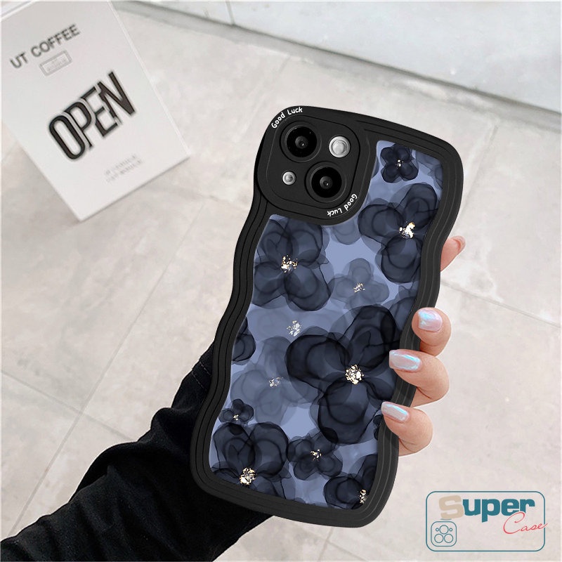 Casing Tepi Bergelombang Untuk Samsung A14 A23 A22 A12 A04s A11 A13 A52 A31 A02s A32 A04E A03s A30s A21s A04 A51 A33 A20 A50 A50s A53 M22 A52s M32 F22 Art Dreamy Ink Fashion Bunga Soft Case