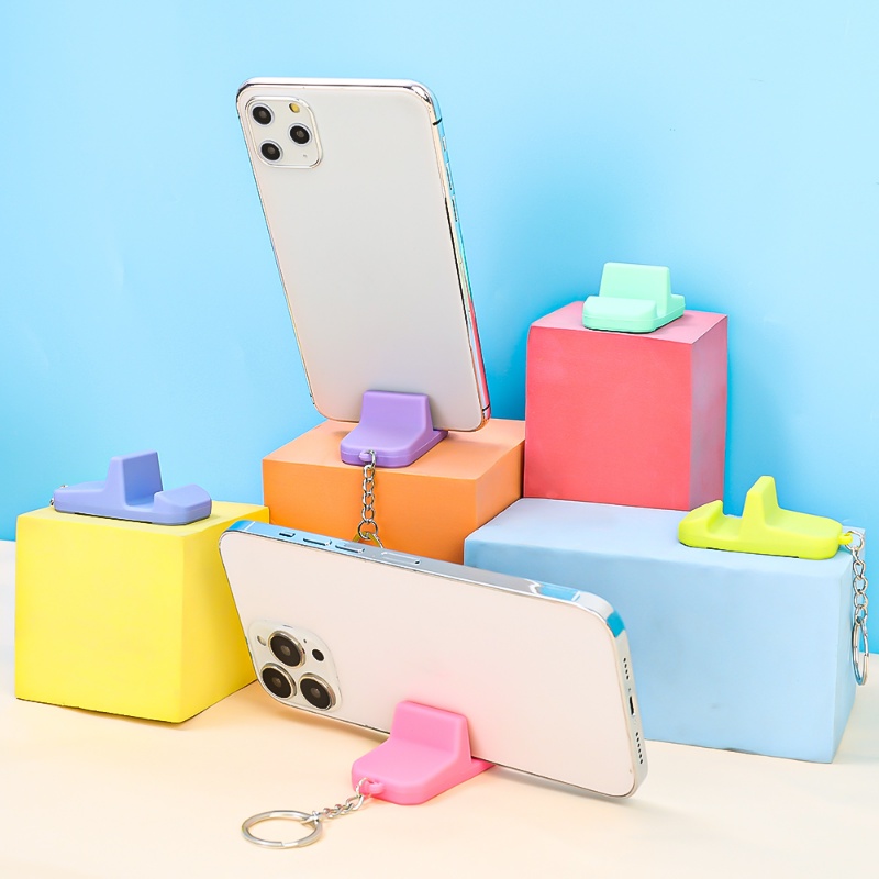 Bracket Ponsel Gantungan Kunci Silikon Portable/Holder Hp Universal/Desktop Lazy Tablet Support Stand Aksesoris