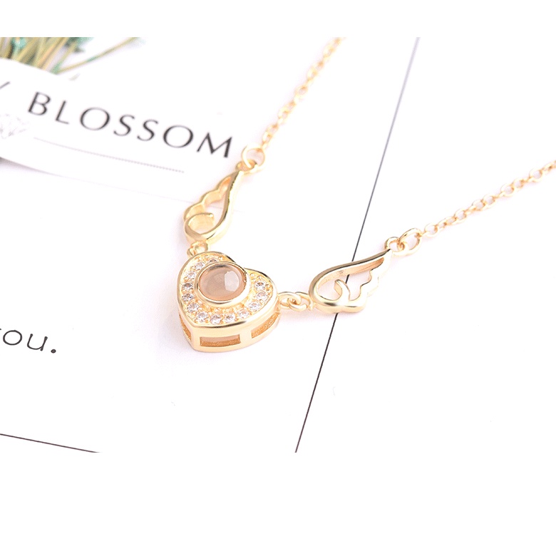 Goldkingdom Aksesoris Perhiasan Fashion Ready Stock Pasangan Kalung Hati Malaikat100Bahasa I Love You Pendant Clavicle Chain