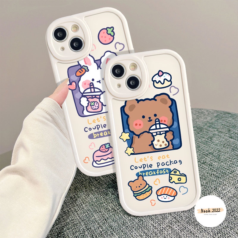 Casing Untuk Infinix Hot 10play 9play 11play Smart5 6 Hot 10s 10T 11s Hot 10 Lite Infinix Note8 Lucu Kartun Beruang Kelinci Susu Teh Kue Pasangan Shockporoof Lembut Tpu Cover