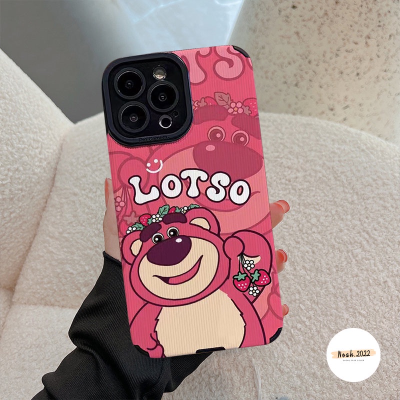 Casing Ponsel Silikon Tekstur Kulit Mewah Lembut Kompatibel Untuk iPhone 7Plus 8Plus 11 Pro MAX XR 12 13 14 Pro MAX X XS MAX Lovely Kartun Cute Manyo Strawberry Bear Shockproof Cover