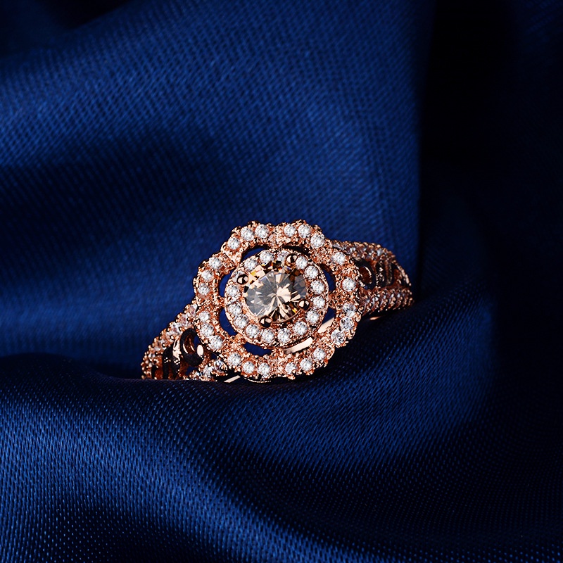 Goldkingdom Aksesoris Perhiasan Fashion Ready Stock Cincin Rose Gold Lapis Berlian