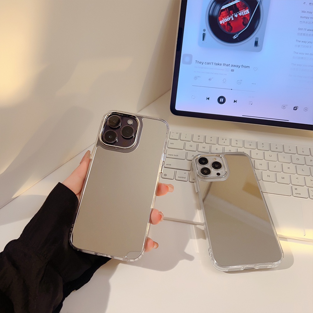 IPHONE Desain Dasar Dilapisi Bingkai Kamera Gadis Makeup Cermin Utuh Phone Case Cover Pelindung Untuk Iphone11 12 13 14 PLUS PRO MAX