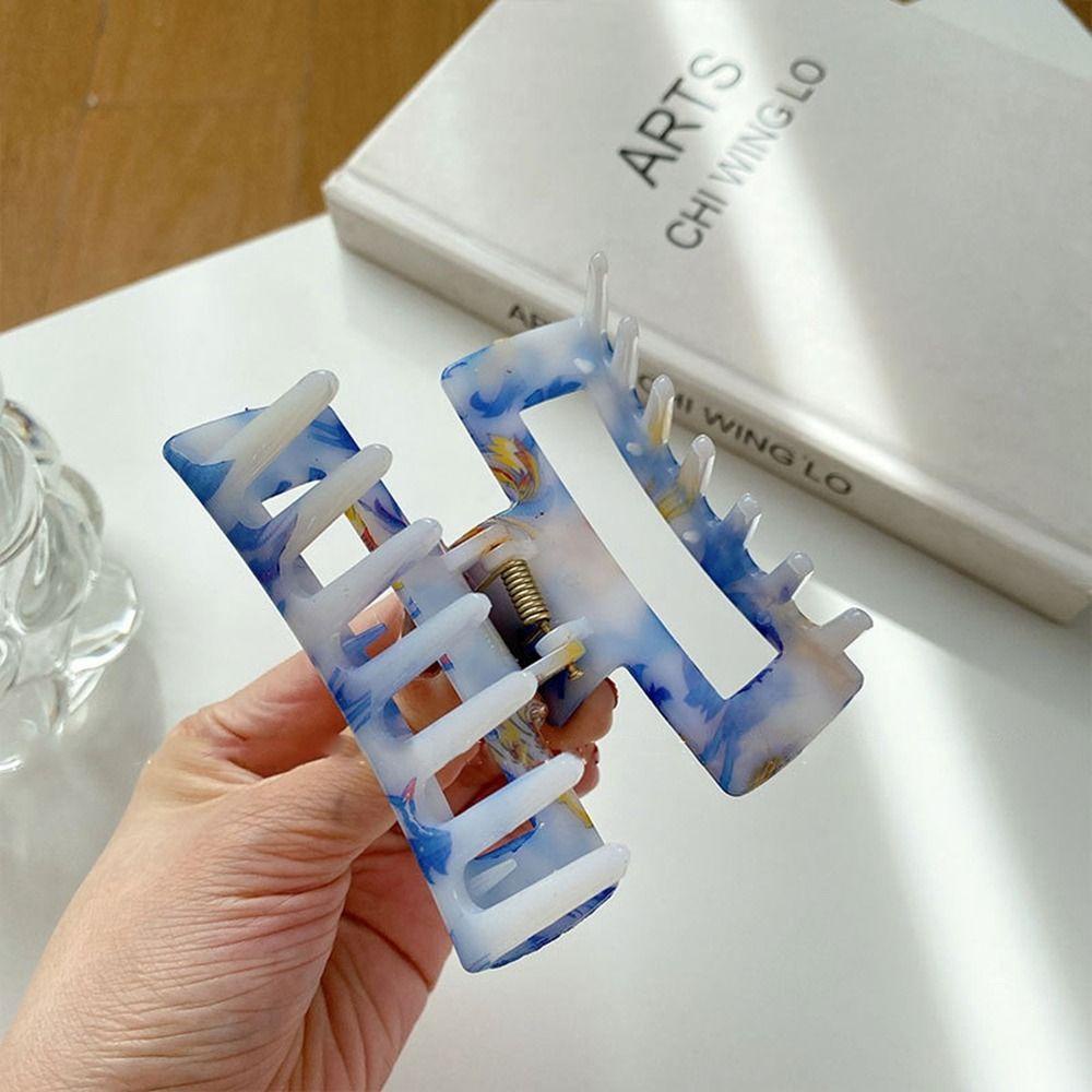 Fishstick Gaya Korea Cakar Rambut Gadis Manis Klip Hiu Bunga Porselen Klip Grab Besar Untuk Hiasan Kepala Wanita