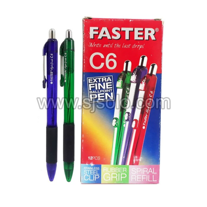 

Pulpen Pena Ballpoint Faster Rubber Grip C6