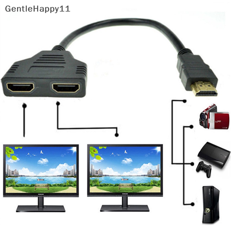 Gentlehappy 1080P HDMI Port Male to 2female 1in2 Out Splitter Kabel Adapter Converter id