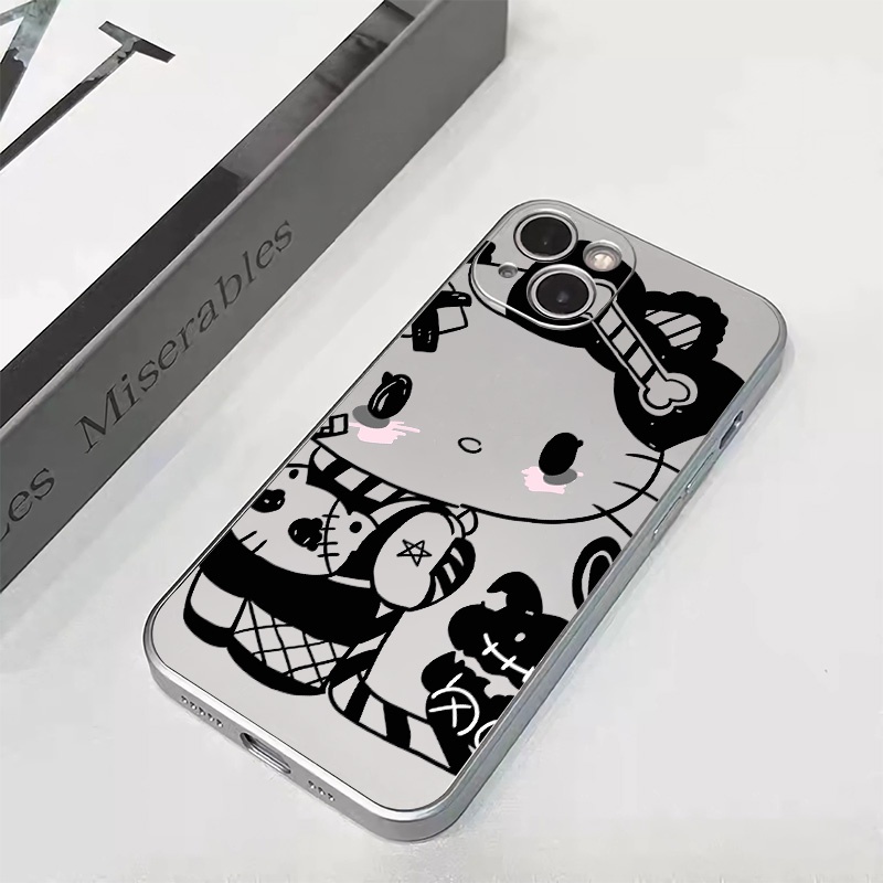 IPHONE Soft Phone Case Kompatibel Untuk Iphone14 13 12 11 Pro XS Max XR X8 7 6S Plus Mini Casing Kucing Lucu Electroplate TPU Silikon Shockproof Cover