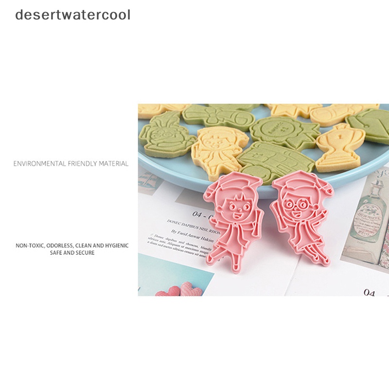 Deid 8Pcs Congrats Graduation Cookie Cutter Biscuit Mold Press Cetakan Kue Kering Plastik Martijn