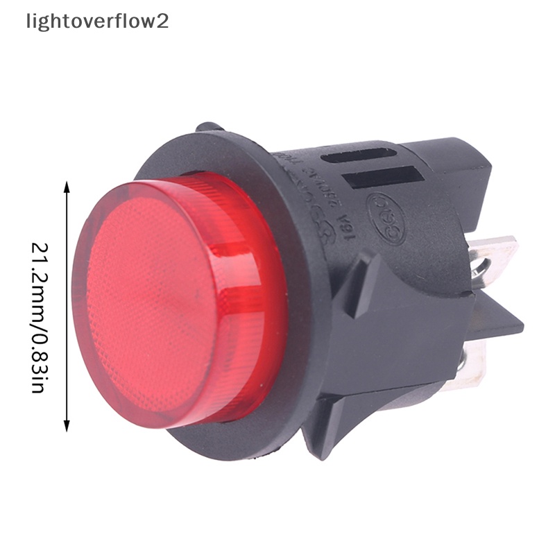 [lightoverflow2] Saklar Tombol Tekan Merah Dengan Lampu 4pin Saklar Daya Sentuh 16A 250V Saklar Rocker Bulat Listrik 28 * 23.2mm PS18-16-2 [ID]