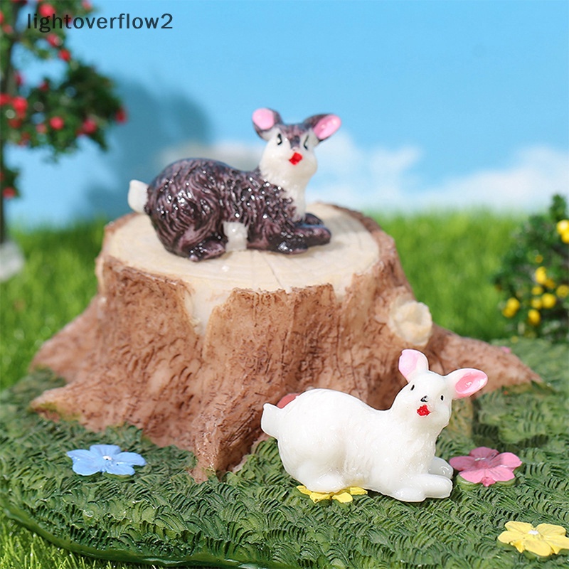 [lightoverflow2] Fairy Garden Miniatur Pemandangan Flamingo Kecil Patung Hewan Kelinci Kecil Beruang Terrarium Dekorasi Aksesoris Rumah Boneka Mainan [ID]