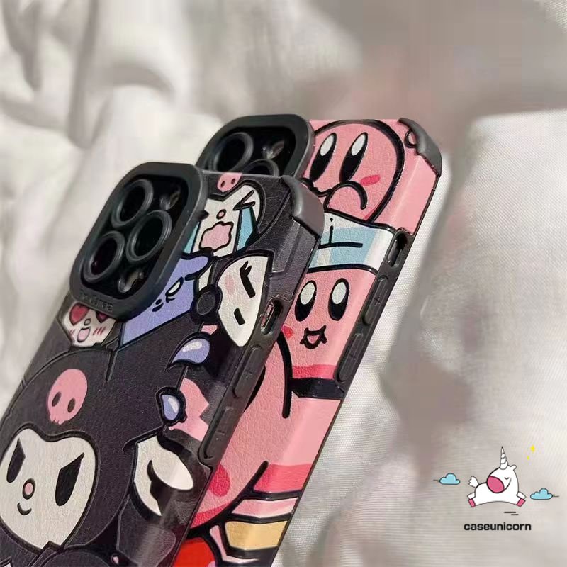 IPHONE Casing Ponsel Kompatibel Untuk Iphone11 14 12 13 Pro MAX 7Plus XR 78 Plus X XS MAX Kartun Lucu Kuromi Kirby Silikon Lembut Tpu Shockproof Mewah Tekstur Kulit Cover