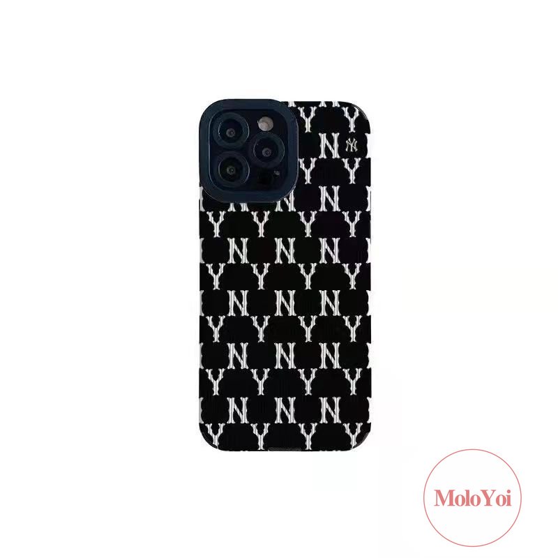 IPHONE Silikon Gaya Eropa Dan Amerika Case Kompatibel Untuk Iphone11 14 13 12 Pro MAX 7Plus XR X XS Max8 7 Plus Trendi Merek New York Logo Dicetak Mewah Tekstur Kulit Soft Cover