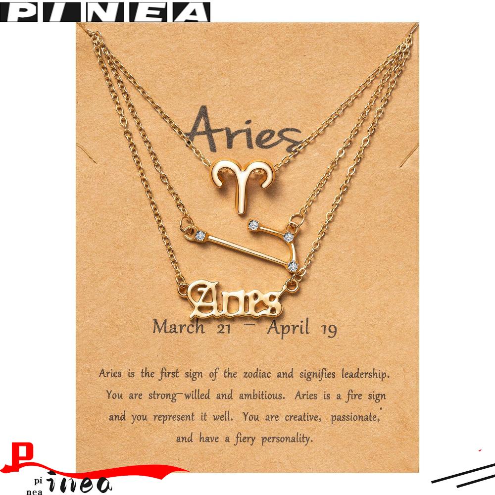 Nanas 3 Pcs 3 Pcs Kalung Perhiasan Zodiak Lapis Emas Retro Aquarius