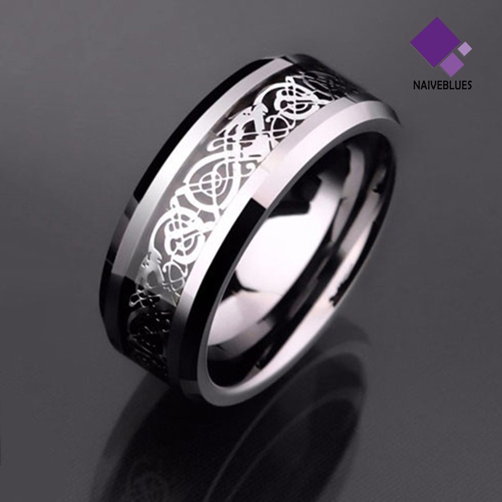 &lt; Naiveblues &gt; Unisex Pola Naga Berlian Imitasi Cincin Baja Titanium Perhiasan Pertunangan