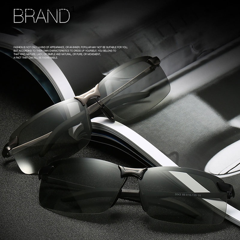 [Brightnessdin1] Kacamata Polarized Photochromic Siang Dan Malam Mengemudi Memancing Night Vision Butik