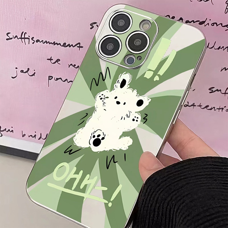 IPHONE Cute Dog Cat Kupon Lembut Electroplate Phone Case Kompatibel Untuk Iphone14 13 12 11 Pro XS Max XR X8 +7 6S Plus Casing Mini TPU Silikon Shockproof Phone Cover