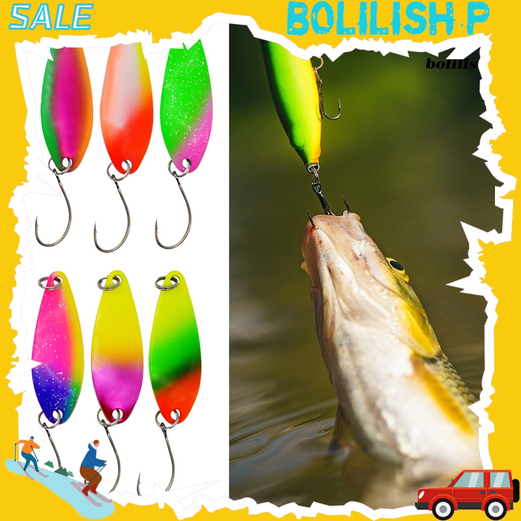 Bo-6pcs 5g/4cm Berwarna Sequin Semua Air Universal Tajam Kait Meningkatkan Tingkat Angling Willow Daun Buatan Umpan Payet Aksesoris Memancing