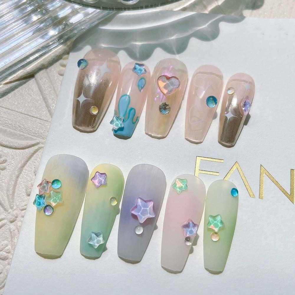 Mxbeauty Aurora Hiasan Kuku Nail Charms Fashion Bintang Hiasan Kuku Love Hati Rhombic Nail Jewelry